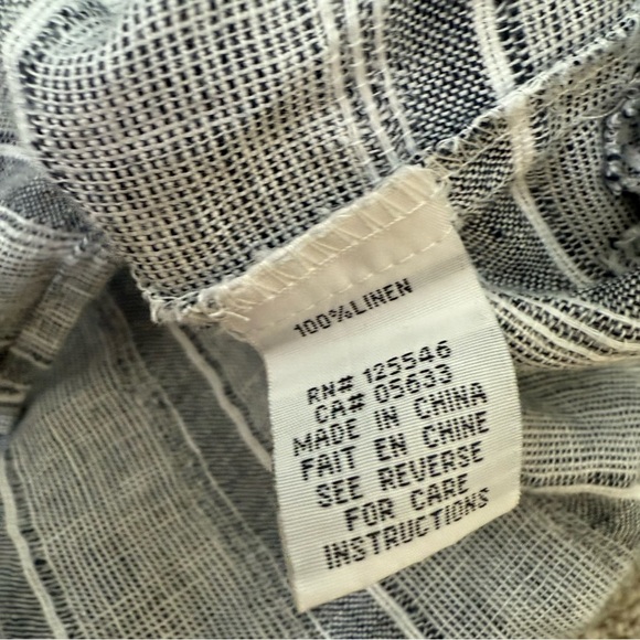 Habitat Dress Size L Gray/White Linen Sleeveless Striped Shift Tunic Lagenlook - Picture 6 of 9